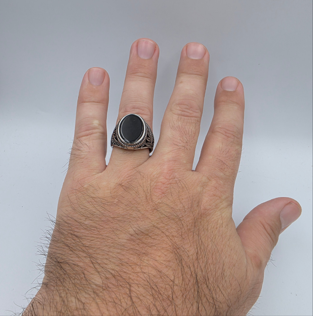 Anello da Uomo con pietra nera