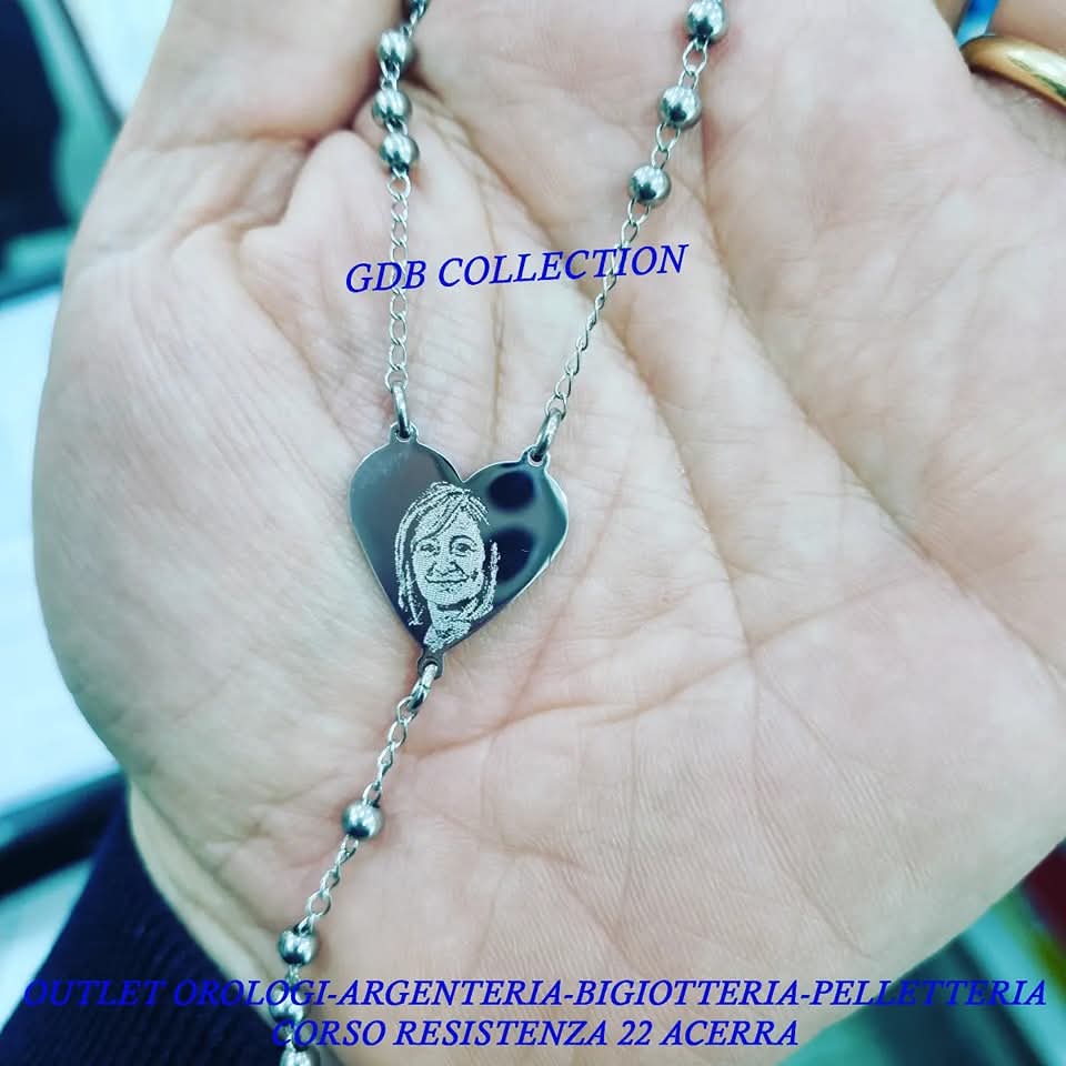 Rosario con foto incisa Cuore