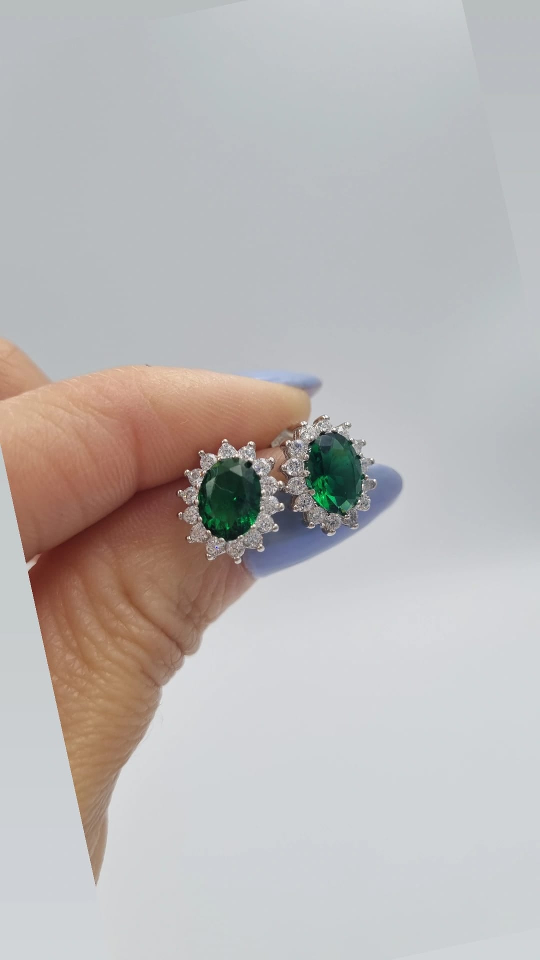 Orecchini Argento 925 ovali verde