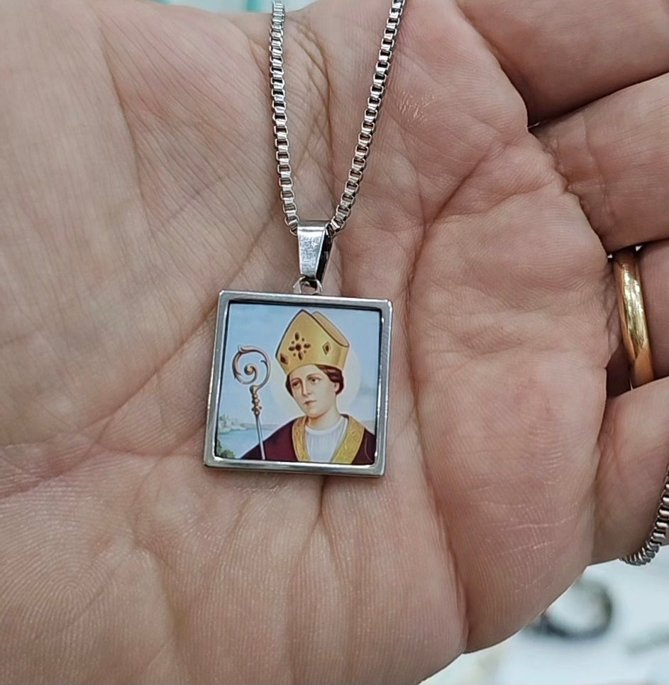 Collana con Immagine San Gennaro quadrata