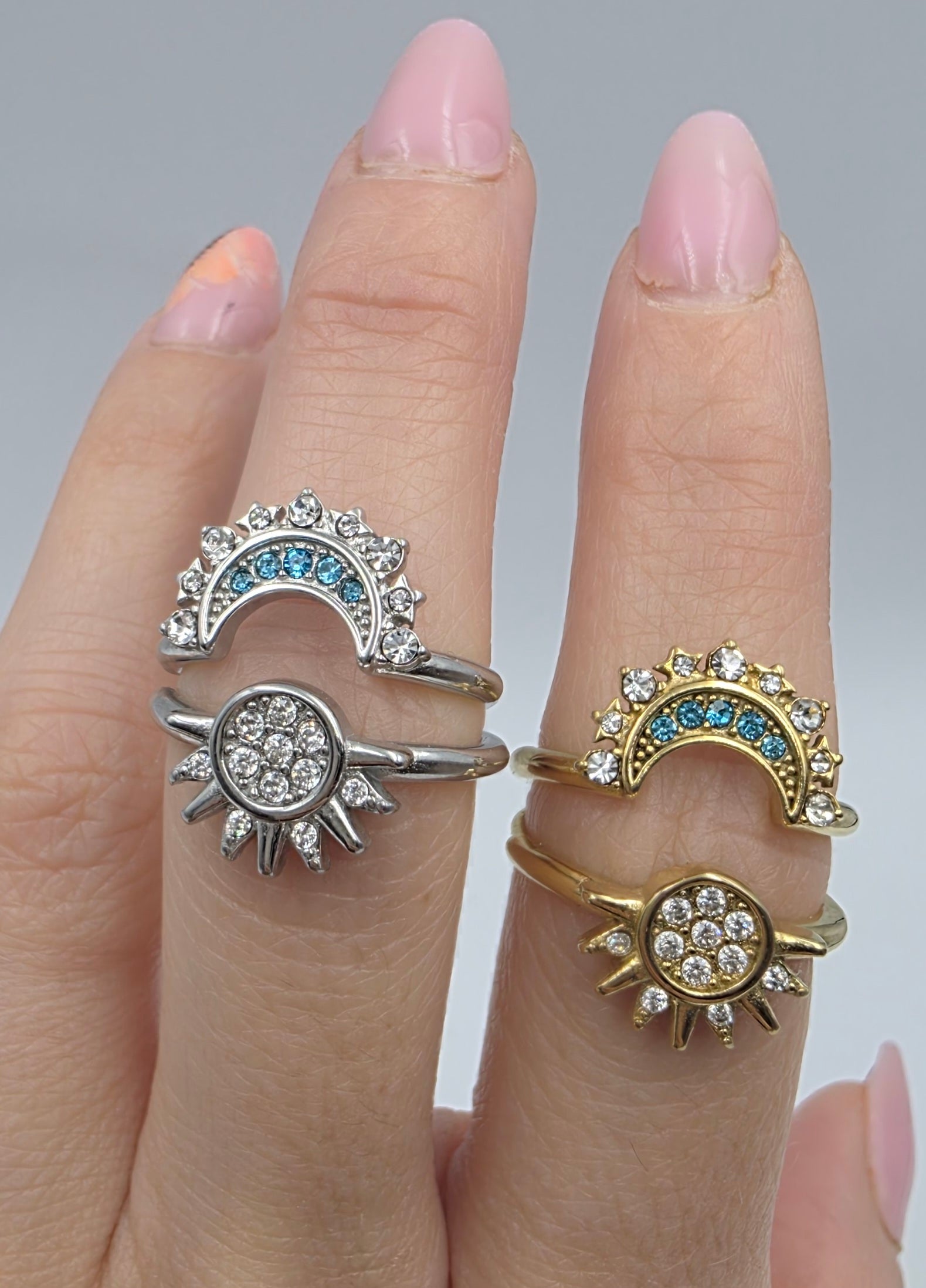 Anello a coppia Sole e Luna