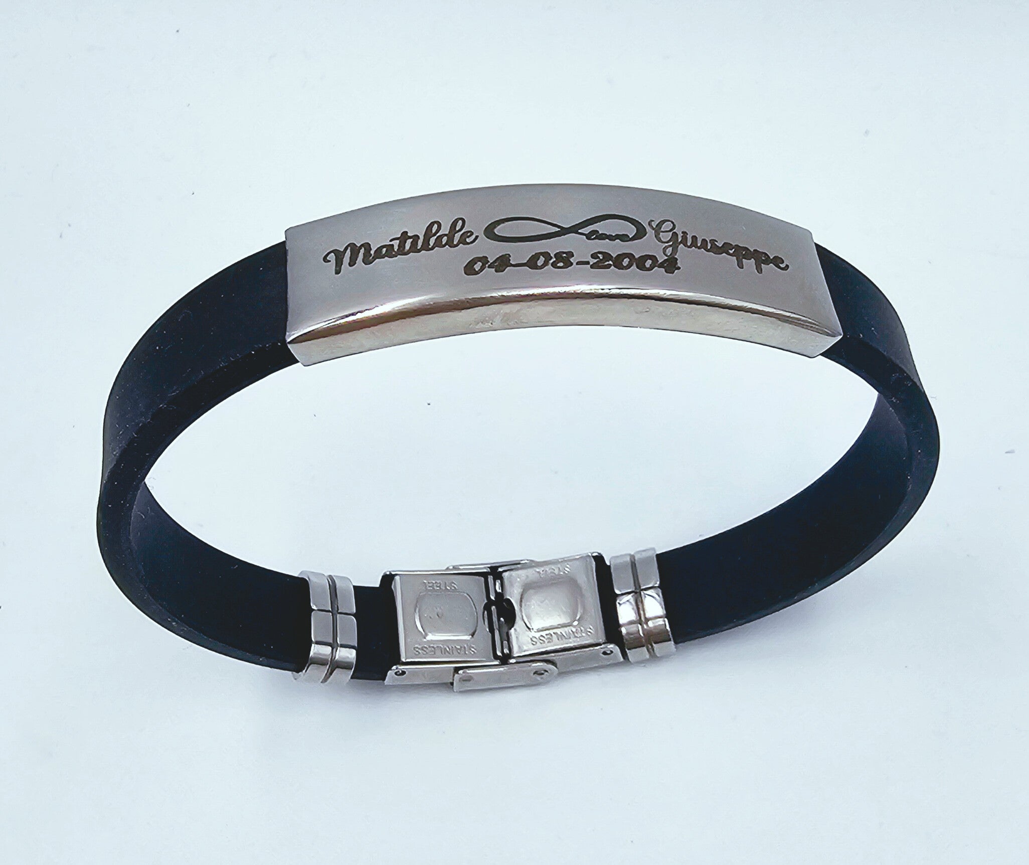 Bracciale Caucciù e Acciaio inossidabile personalizzato