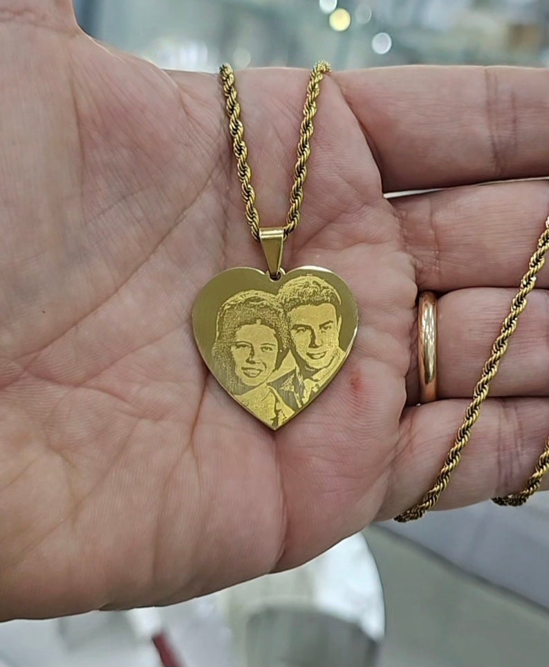 Collana con Foto incisa Cuore