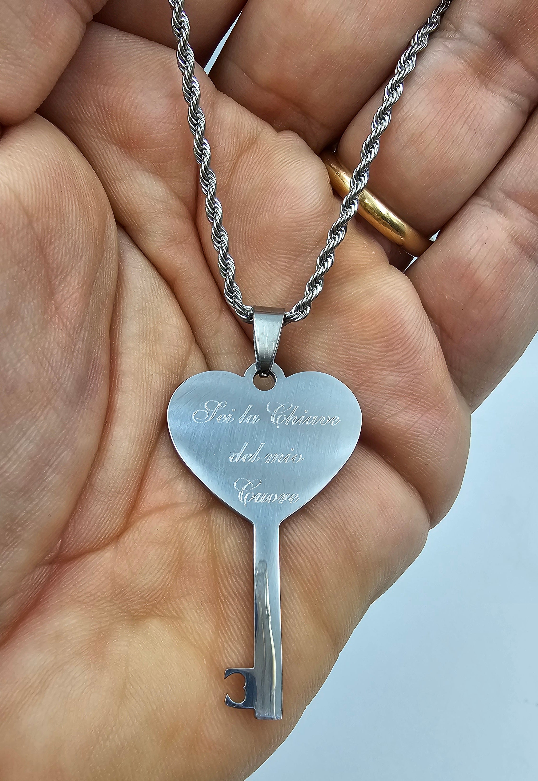 Collana con Chiave dell'Amore con frase
