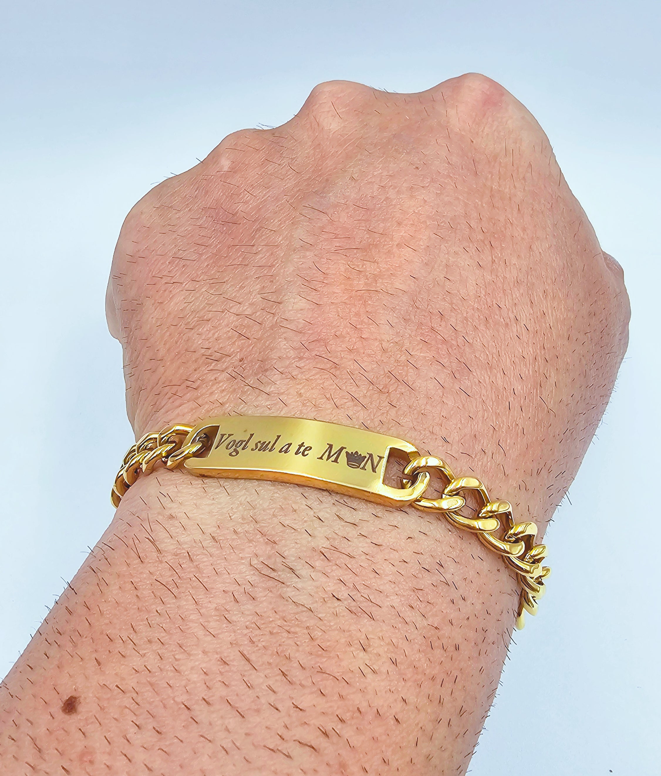 Bracciale in Acciaio dorato personalizzato con frase