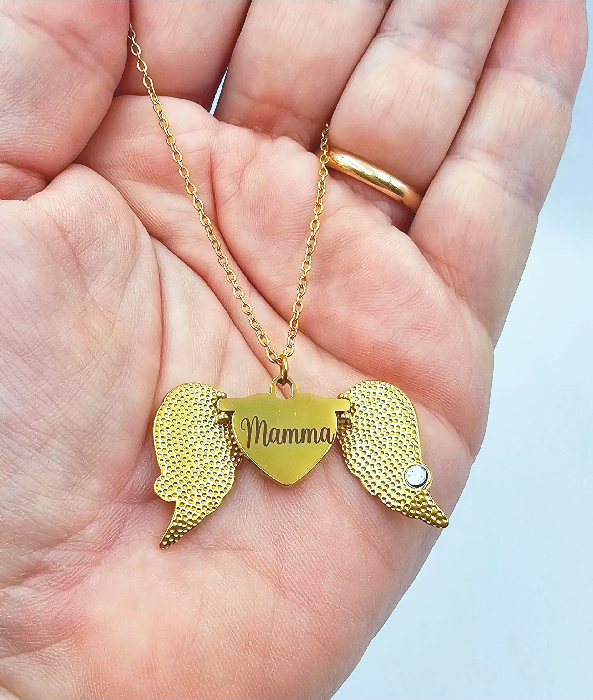 Collana con Ali d'Angelo con scritta