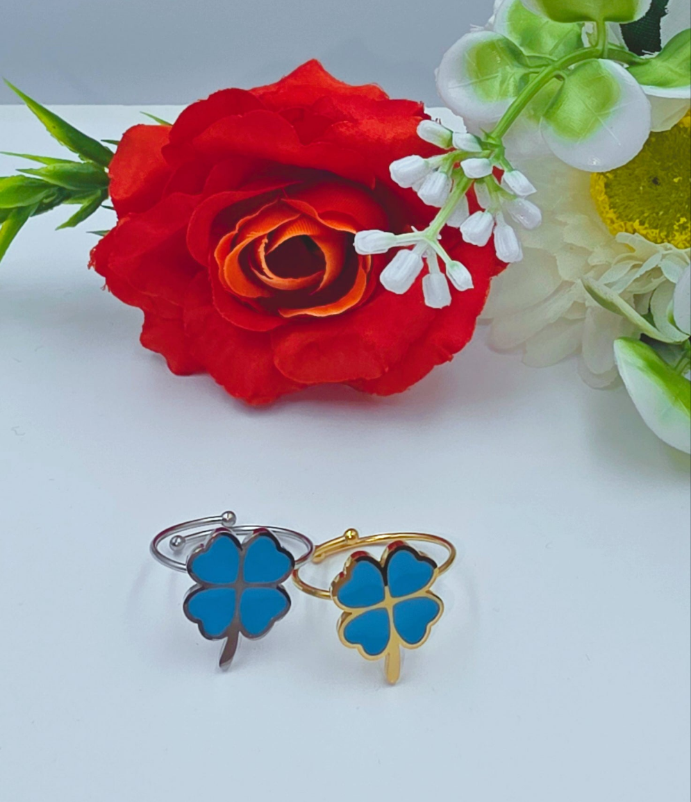 Anello quadrifoglio smaltato