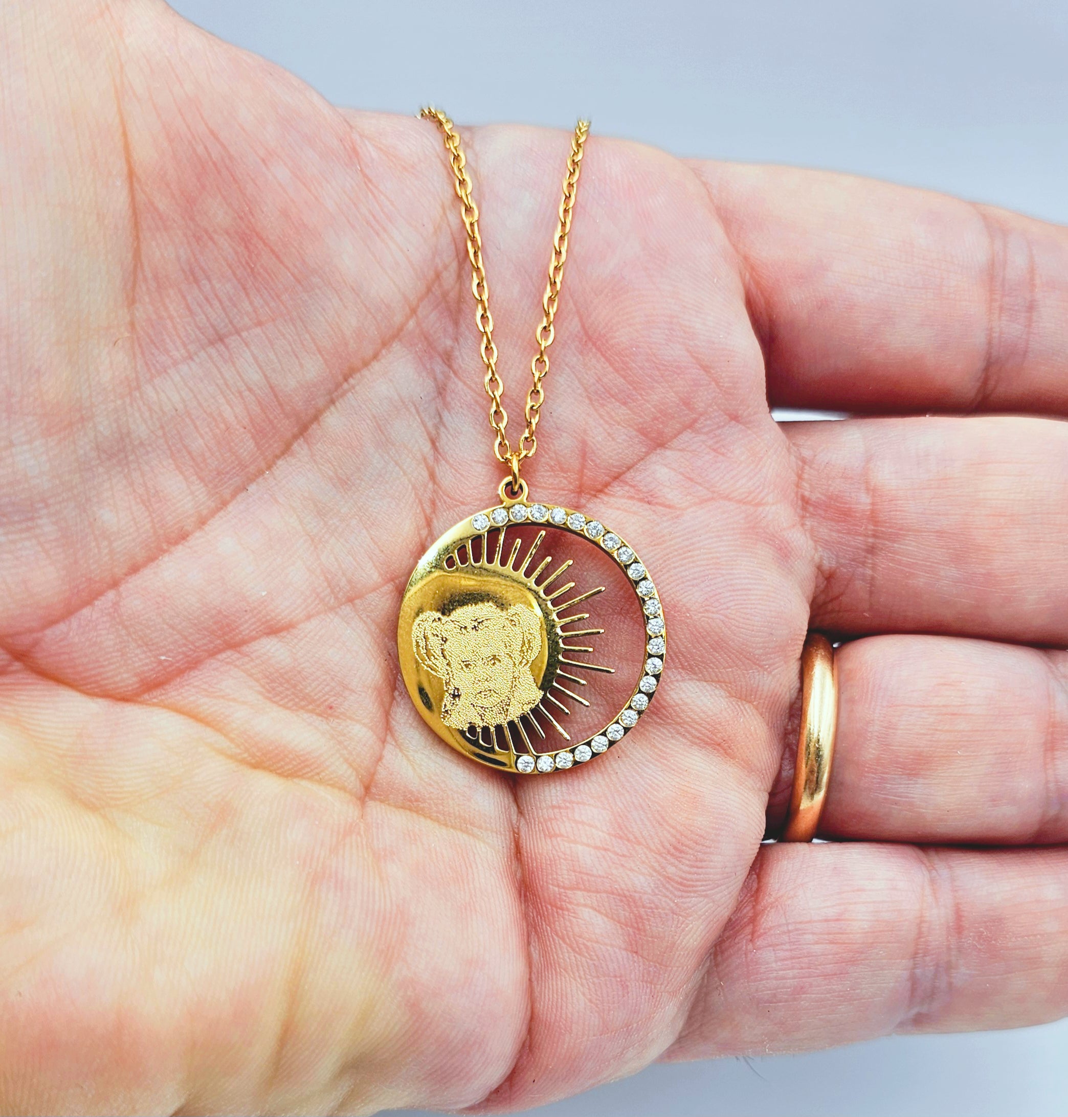 Collana con Sole e luna con Foto