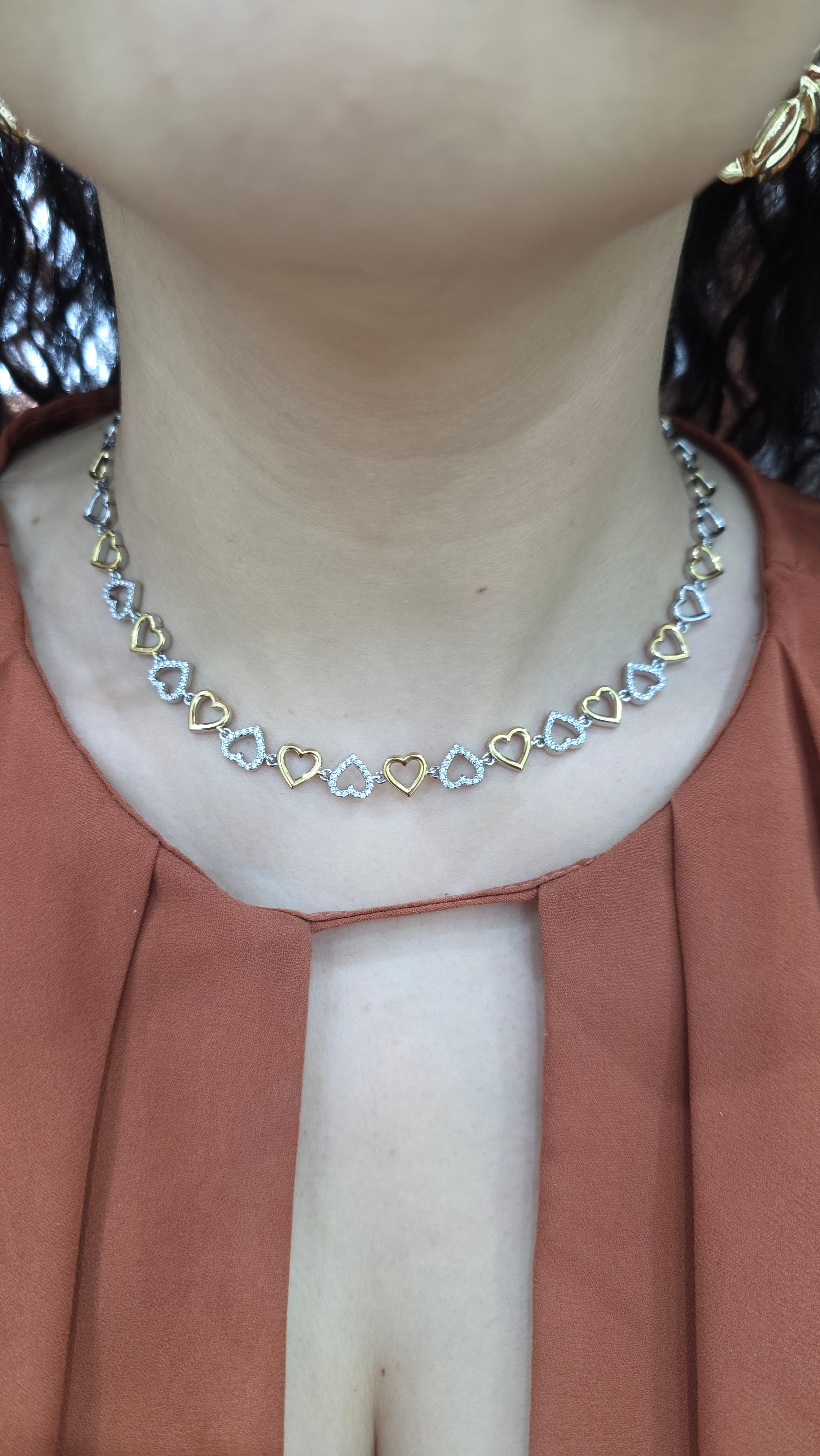 Collana multicuori bicolore