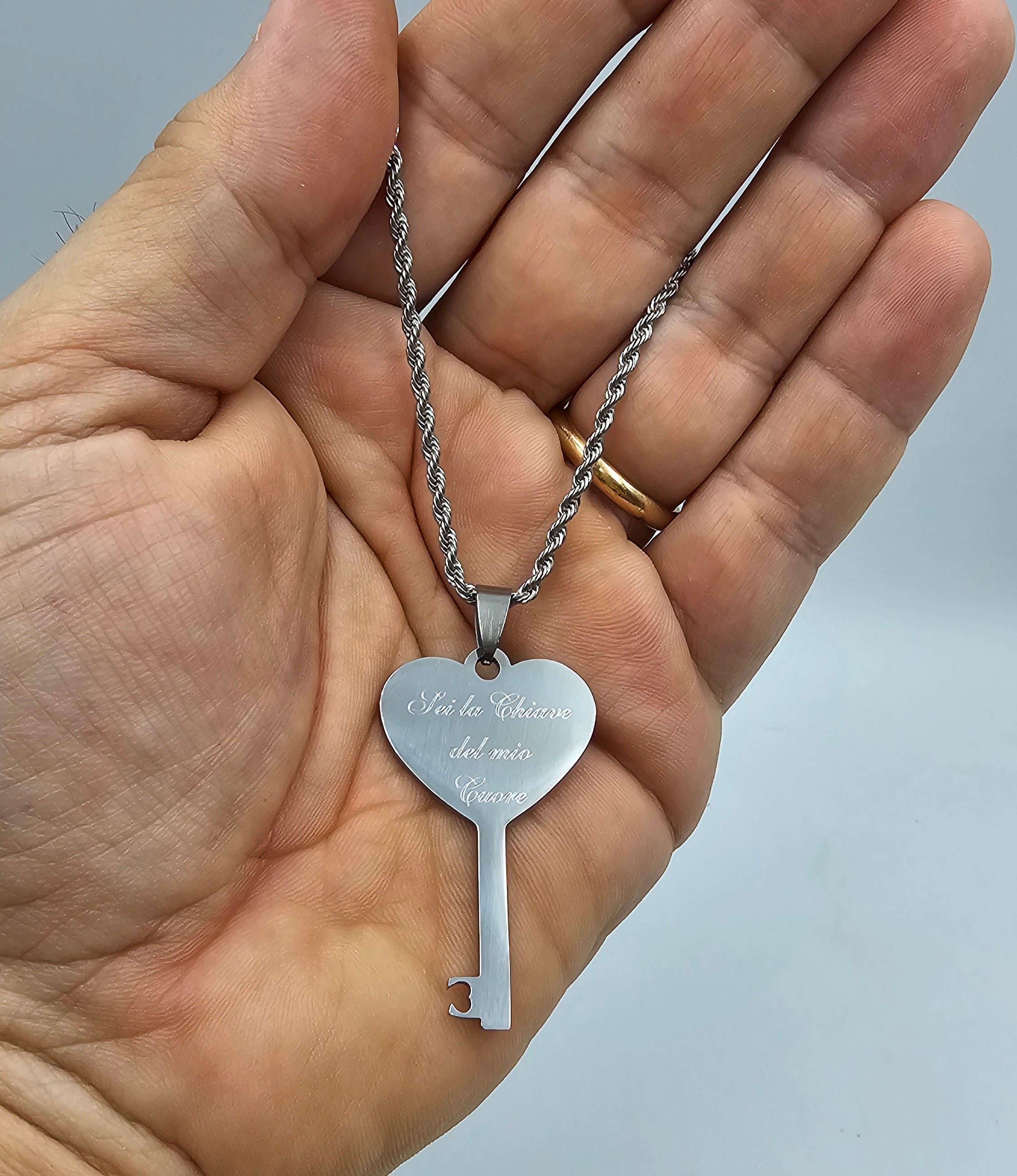 Collana con Chiave dell'Amore con frase